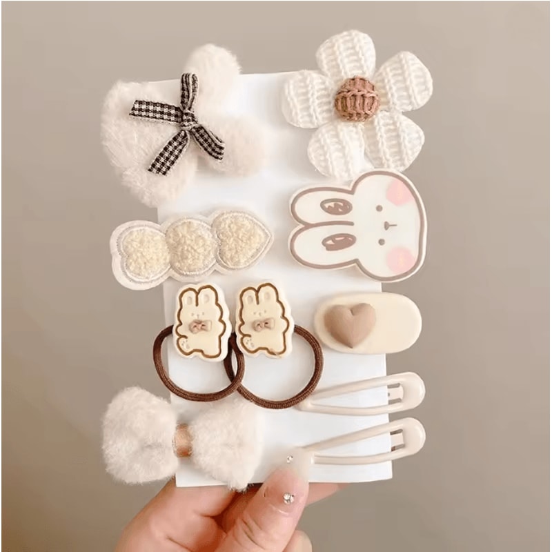 Korean Cartoon Plush Hair Clips Set For Girls Cute Winter Hair Accessories 12