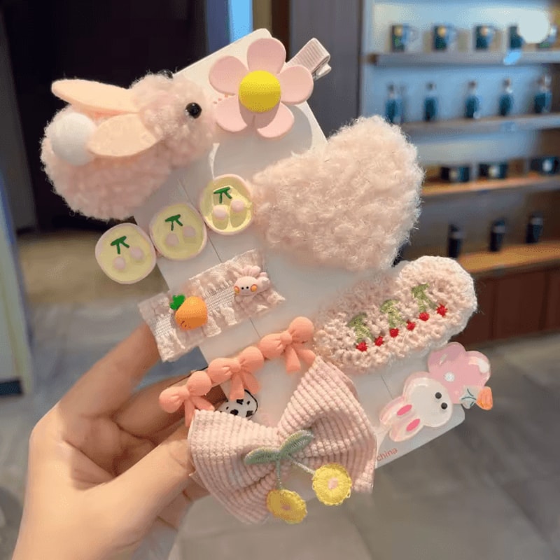 Autumn Winter Plush Cartoon Animal Hair Clip For Women Cute Bangs Side Hair Accessory 19