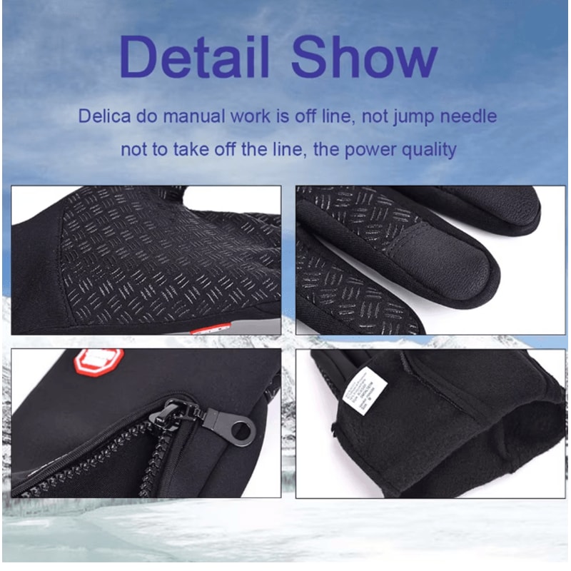 Winter Windproof Cycling Gloves Touch Screen Warm Fleece Motorcycle Gloves 1