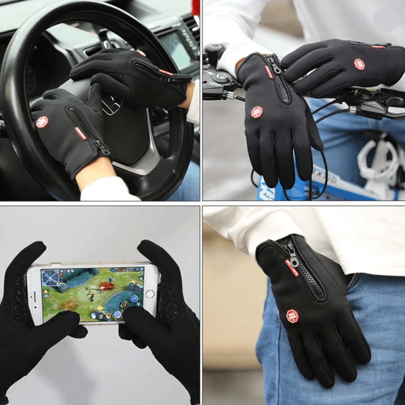 Winter Windproof Cycling Gloves Touch Screen Warm Fleece Motorcycle Gloves 2