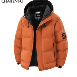 mens winter hooded parka windproof thick warm outdoor coat