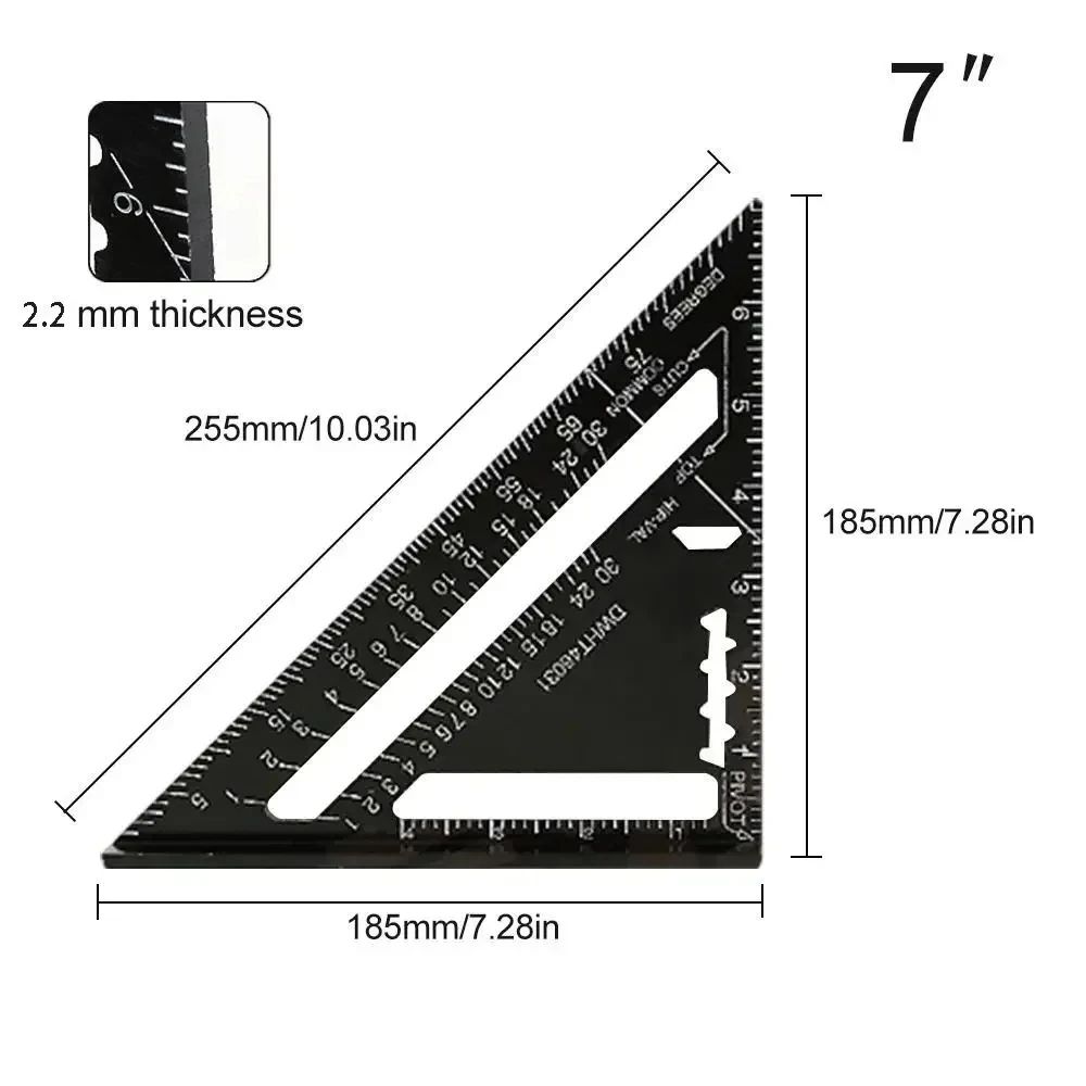 Aluminium Alloy 7 Inch Triangle Angle Ruler Speed Square for Carpentry