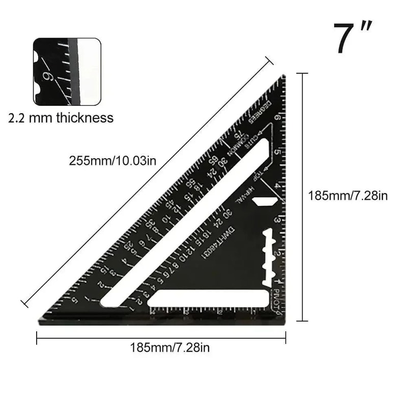 Aluminium Alloy 7 Inch Triangle Angle Ruler Speed Square for Carpentry