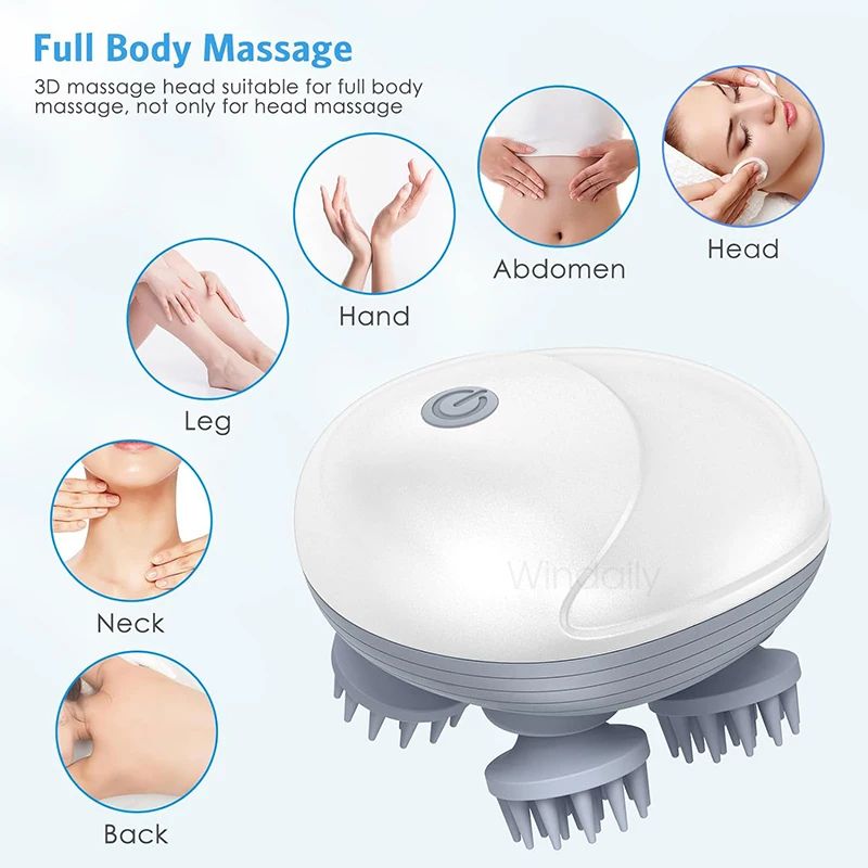 Rechargeable Electric Scalp And Body Massager With Vibration For Deep Relaxation 2