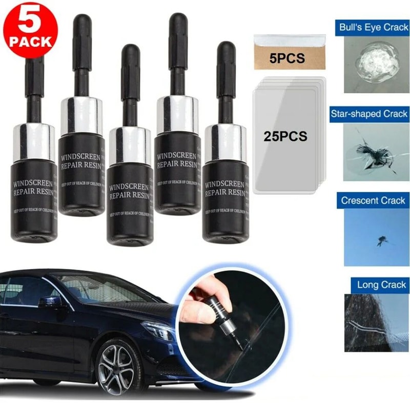 Nano Glass Repair Kit For Windshield Chips And Cracks 5 Piece Set 2