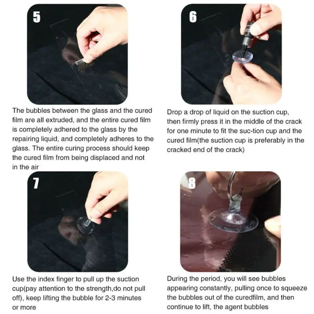 Nano Glass Repair Kit For Windshield Chips And Cracks 5 Piece Set 4