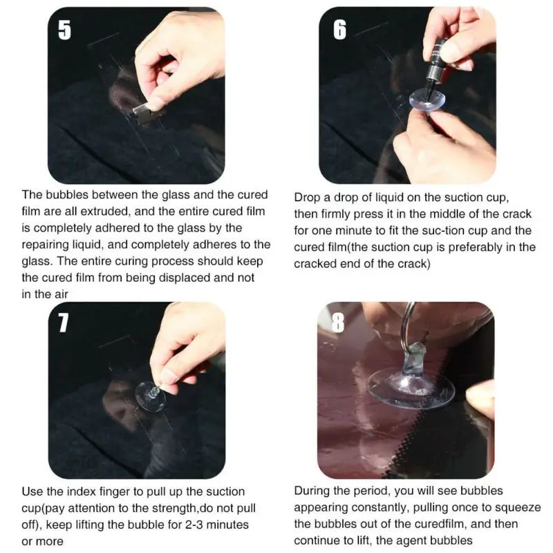 Nano Glass Repair Kit For Windshield Chips And Cracks 5 Piece Set 4