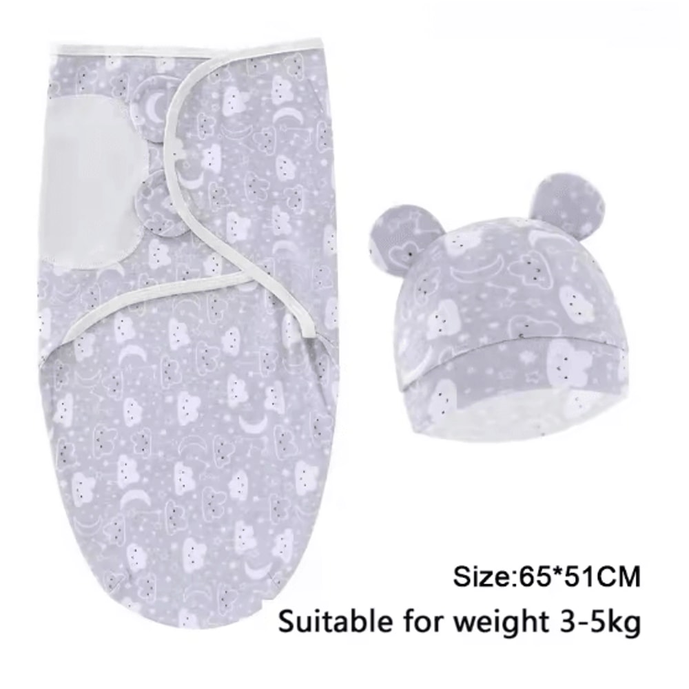 Baby Swaddle Blanket And Hat Set Soft Cotton Newborn Wrap For 0 To 6 Months 9
