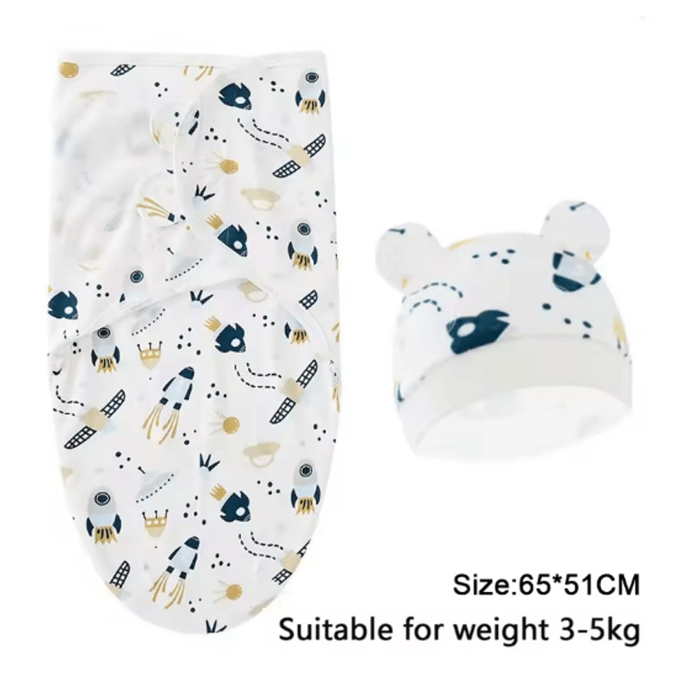 Baby Swaddle Blanket And Hat Set Soft Cotton Newborn Wrap For 0 To 6 Months 10