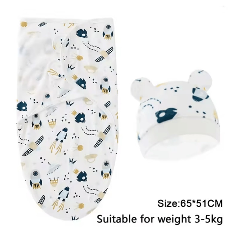 Baby Swaddle Blanket And Hat Set Soft Cotton Newborn Wrap For 0 To 6 Months 10