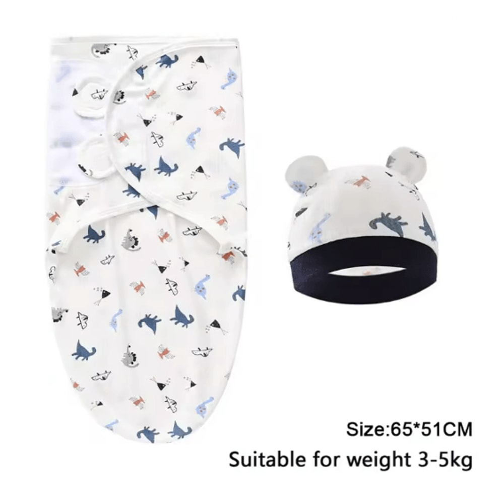 Baby Swaddle Blanket And Hat Set Soft Cotton Newborn Wrap For 0 To 6 Months 11