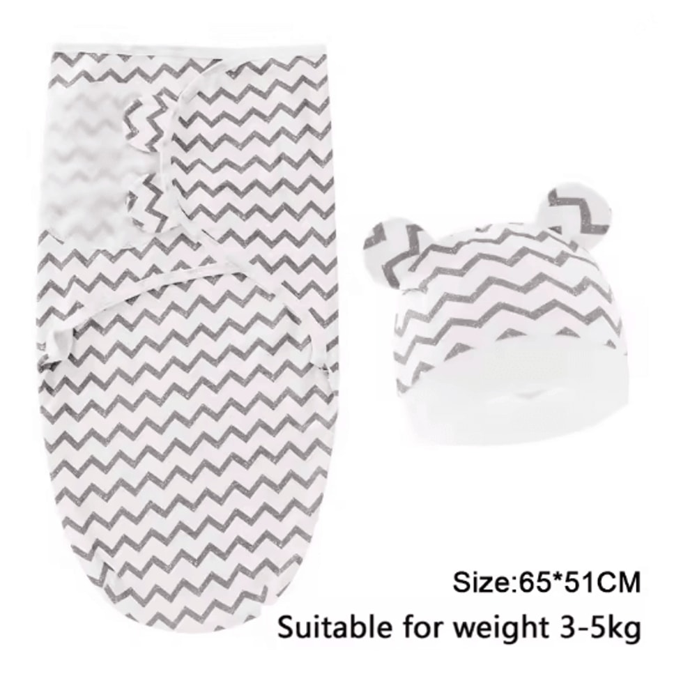 Baby Swaddle Blanket And Hat Set Soft Cotton Newborn Wrap For 0 To 6 Months 12