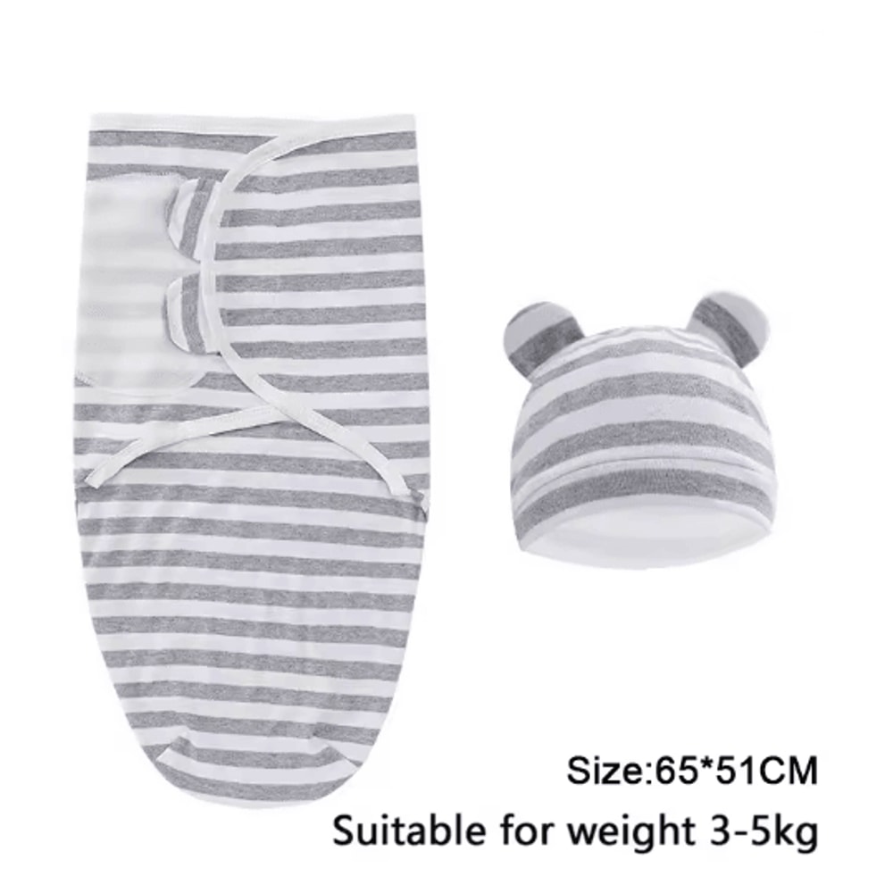 Baby Swaddle Blanket And Hat Set Soft Cotton Newborn Wrap For 0 To 6 Months 13