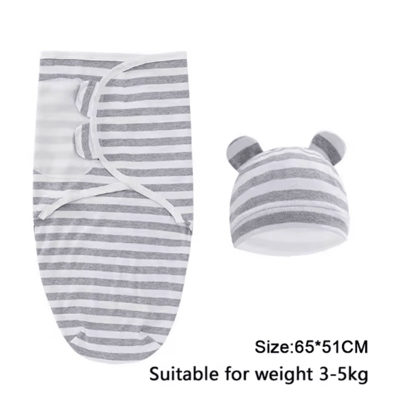 Baby Swaddle Blanket And Hat Set Soft Cotton Newborn Wrap For 0 To 6 Months 13