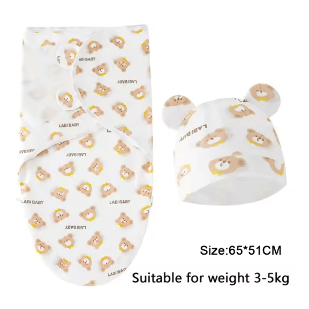 Baby Swaddle Blanket And Hat Set Soft Cotton Newborn Wrap For 0 To 6 Months 15