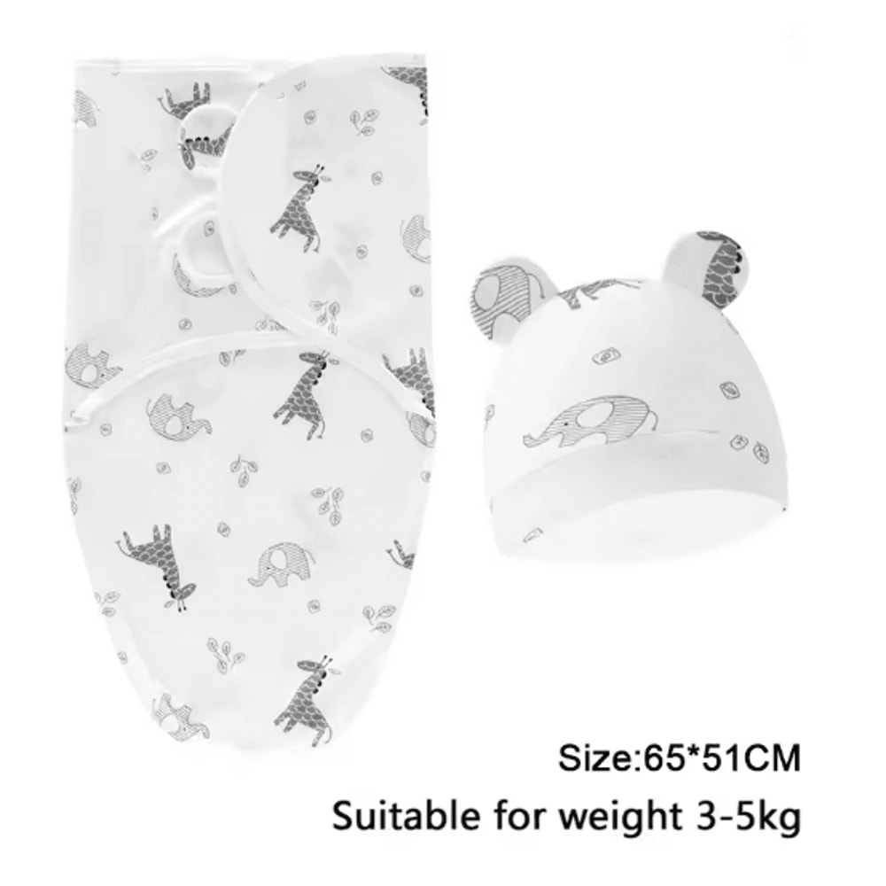 Baby Swaddle Blanket And Hat Set Soft Cotton Newborn Wrap For 0 To 6 Months 4