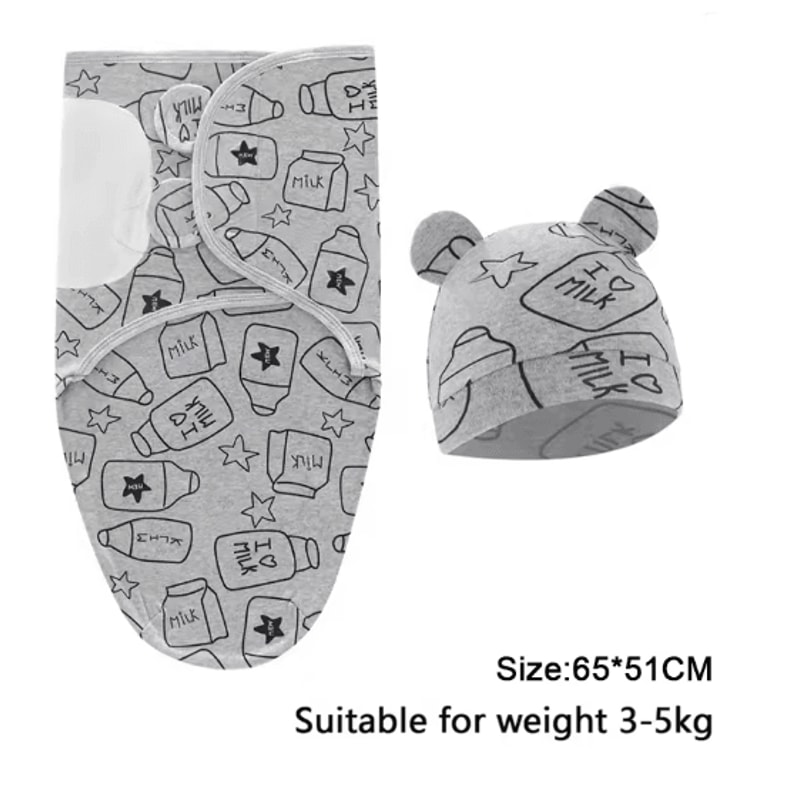 Baby Swaddle Blanket And Hat Set Soft Cotton Newborn Wrap For 0 To 6 Months 5
