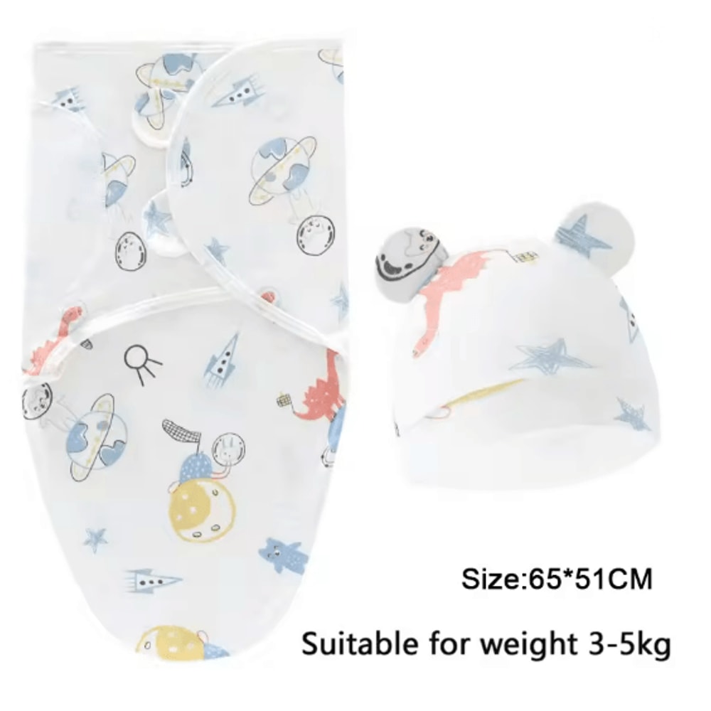 Baby Swaddle Blanket And Hat Set Soft Cotton Newborn Wrap For 0 To 6 Months 6