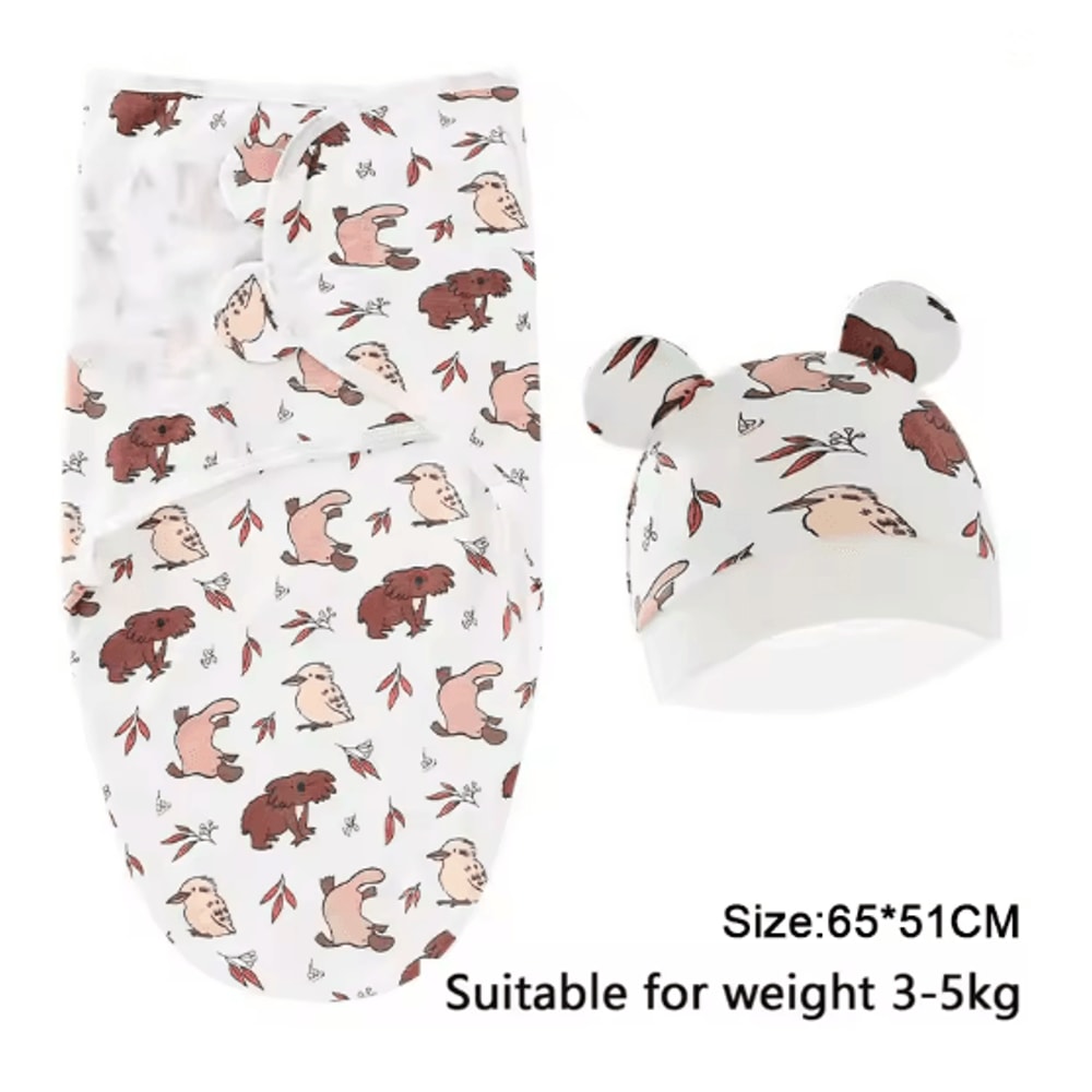 Baby Swaddle Blanket And Hat Set Soft Cotton Newborn Wrap For 0 To 6 Months 7