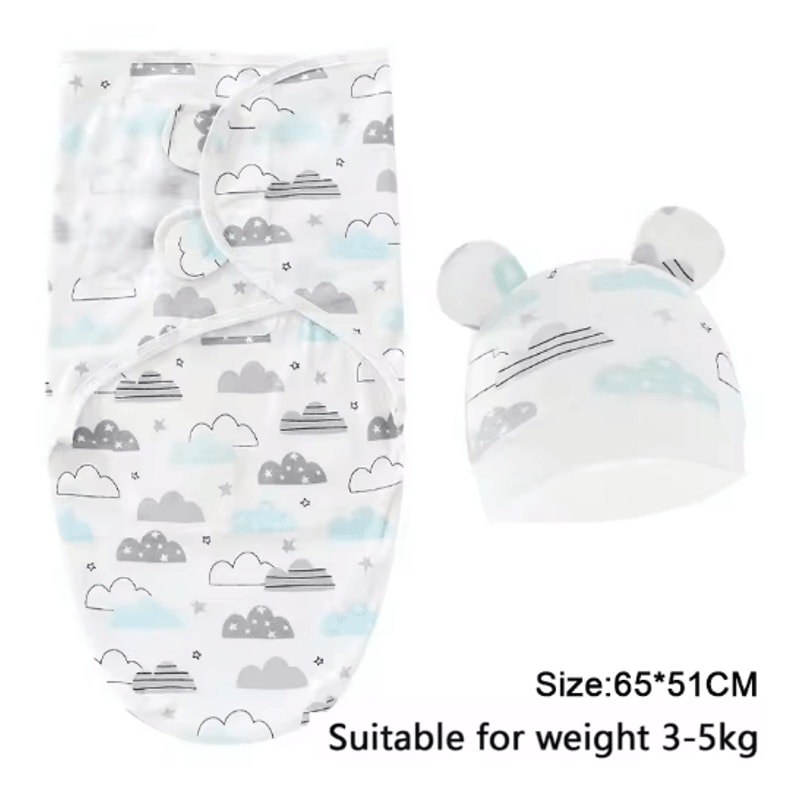 Baby Swaddle Blanket And Hat Set Soft Cotton Newborn Wrap For 0 To 6 Months 8