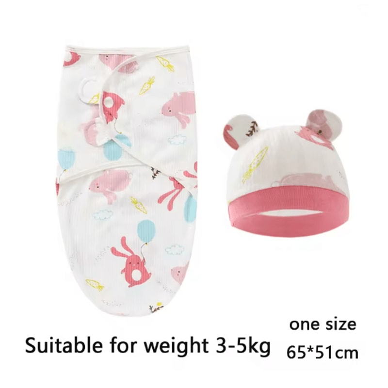 Baby Swaddle Blanket And Hat Set Soft Cotton Newborn Wrap For 0 To 6 Months 16