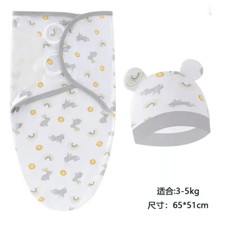 Baby Swaddle Blanket And Hat Set Soft Cotton Newborn Wrap For 0 To 6 Months 22