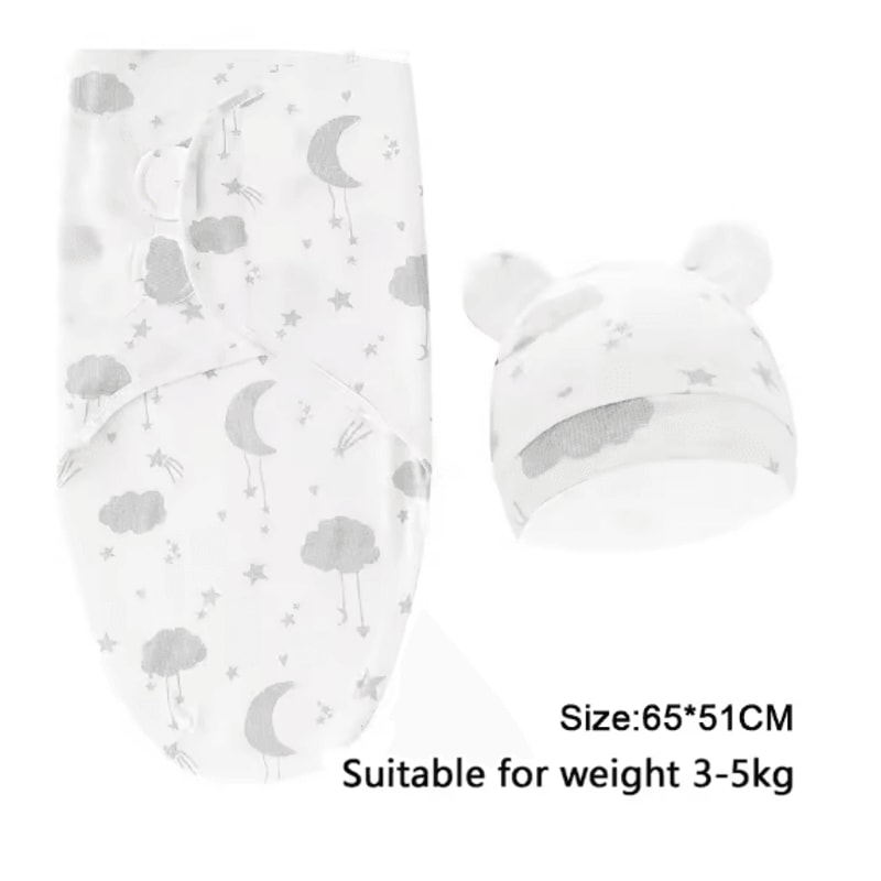 Baby Swaddle Blanket And Hat Set Soft Cotton Newborn Wrap For 0 To 6 Months 23