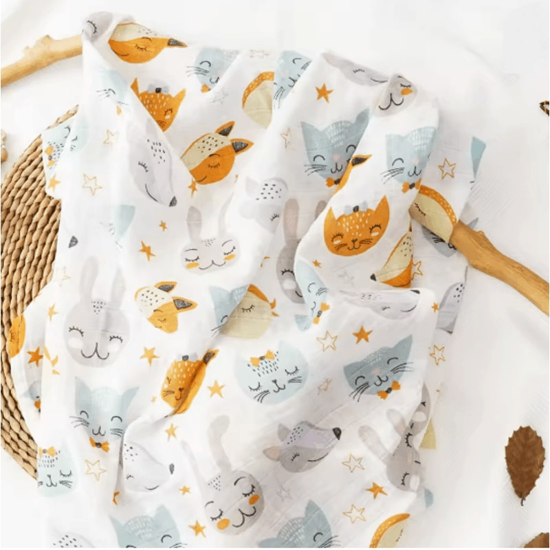 Premium Cotton Muslin Swaddle Blanket 120 X 110 Cm Soft Newborn Baby Wrap 6