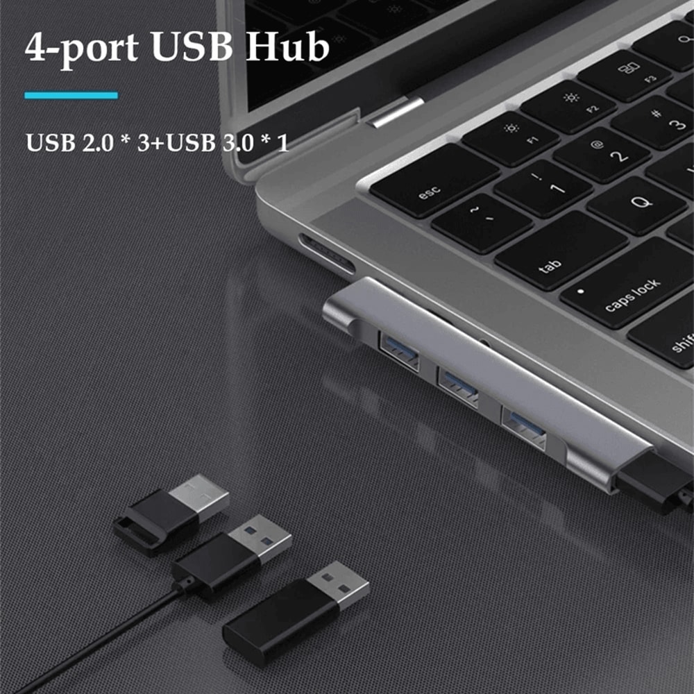 4 Port USB 30 Hub High Speed Type C Splitter For PC And Laptop 0