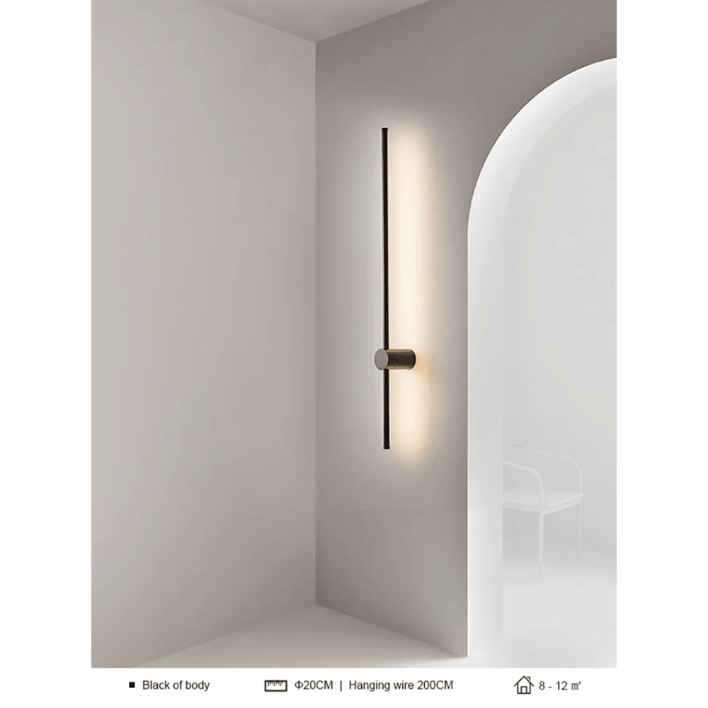 Modern LED Long Wall Light Minimalist Black Bedside Sconce 0