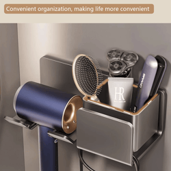 wall mounted hair dryer holder bathroom organizer shelf