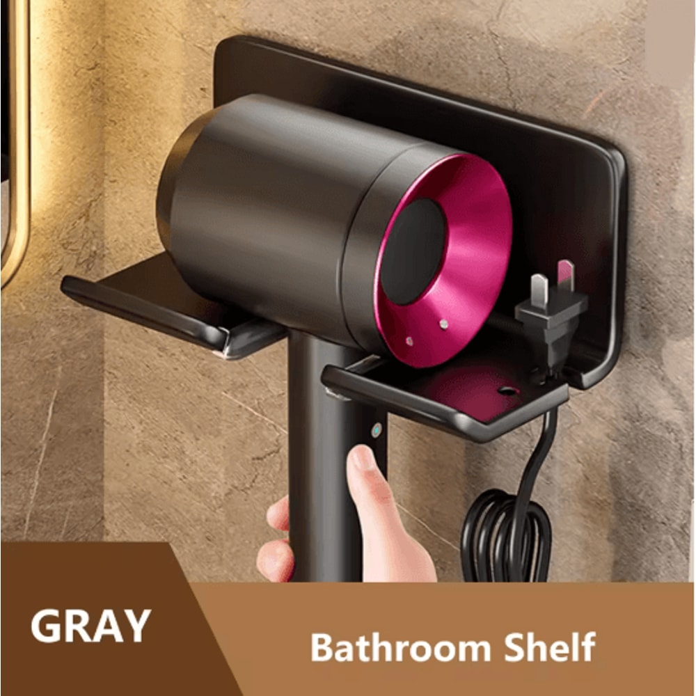 Wall Mounted Hair Dryer Holder Bathroom Organizer Shelf 2