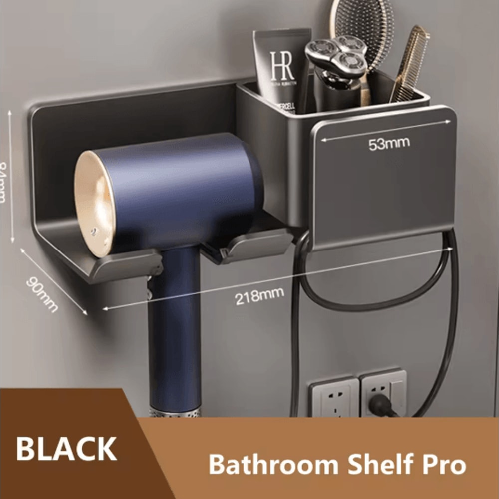 Wall Mounted Hair Dryer Holder Bathroom Organizer Shelf 5