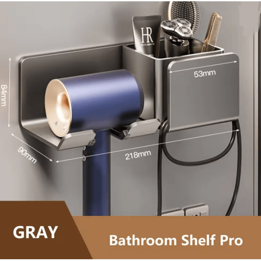 Wall Mounted Hair Dryer Holder Bathroom Organizer Shelf 6