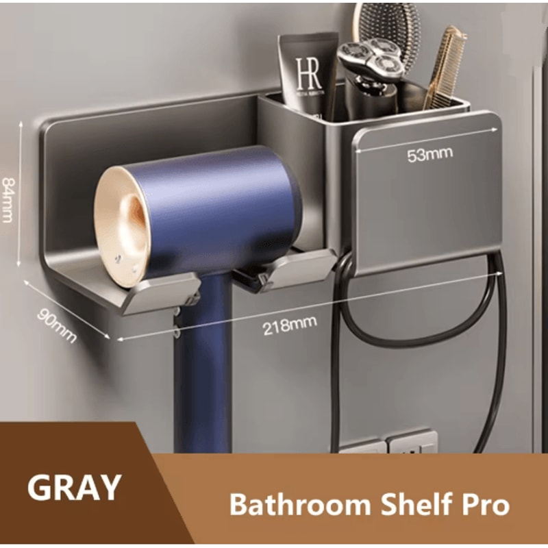 Wall Mounted Hair Dryer Holder Bathroom Organizer Shelf 6