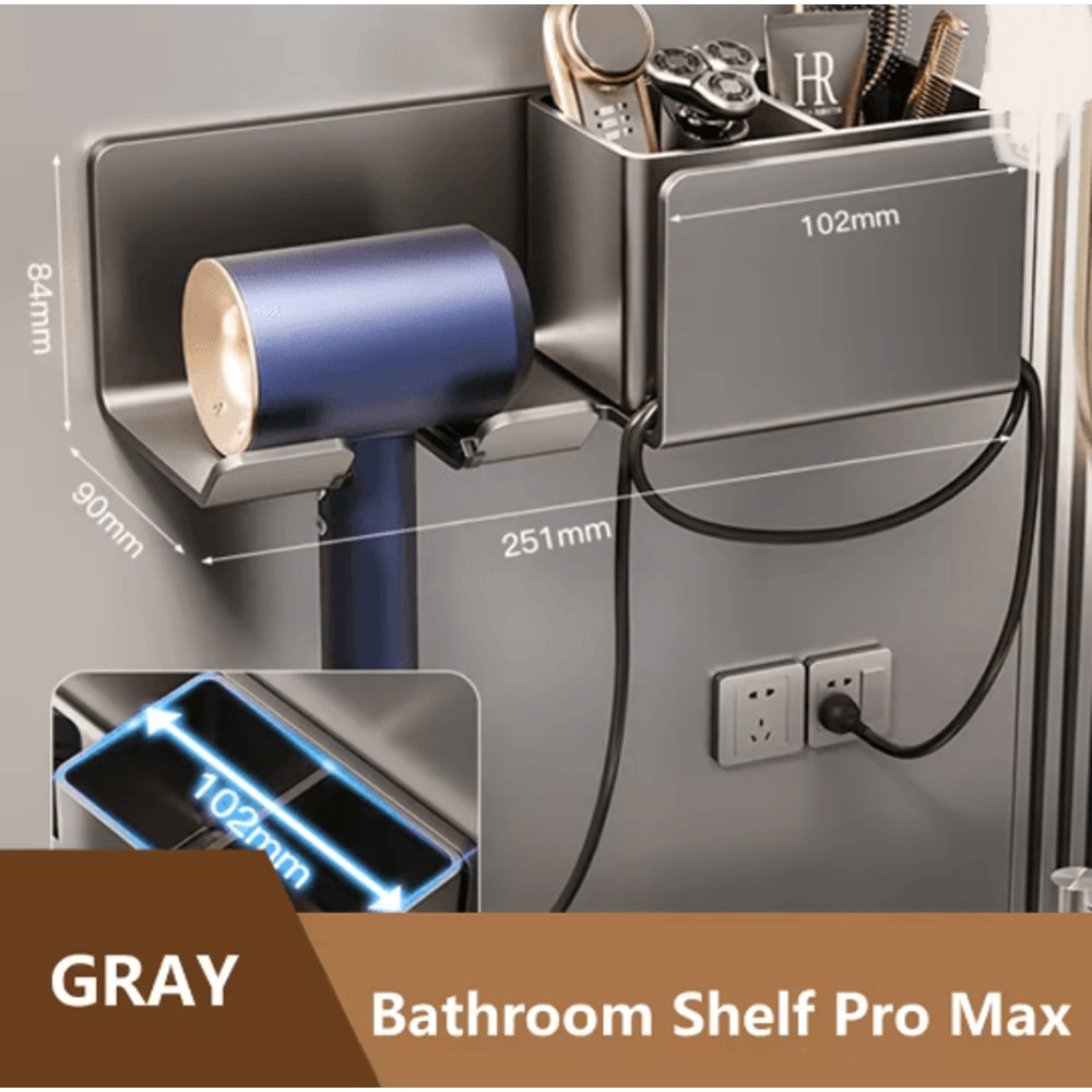 Wall Mounted Hair Dryer Holder Bathroom Organizer Shelf 9