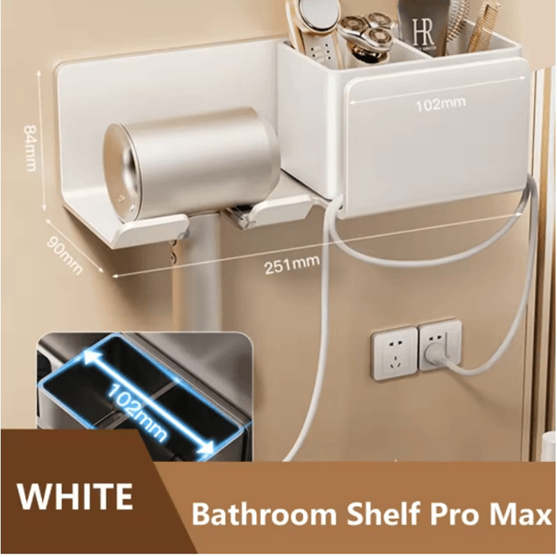 Wall Mounted Hair Dryer Holder Bathroom Organizer Shelf 10