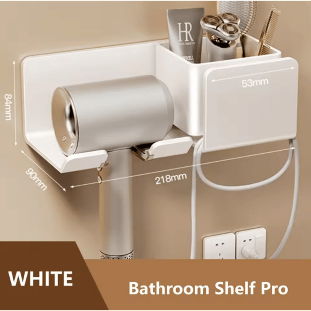 Wall Mounted Hair Dryer Holder Bathroom Organizer Shelf 7