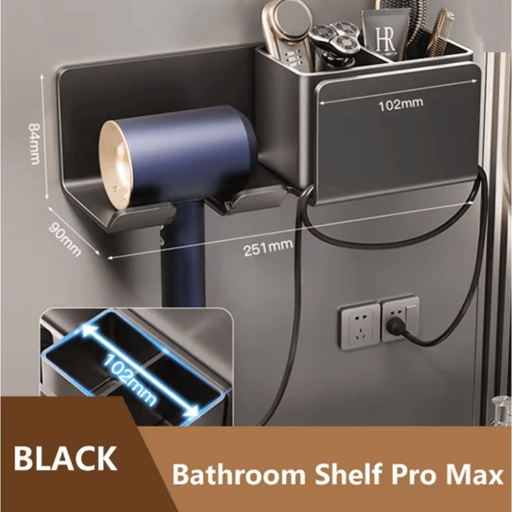 Wall Mounted Hair Dryer Holder Bathroom Organizer Shelf 8