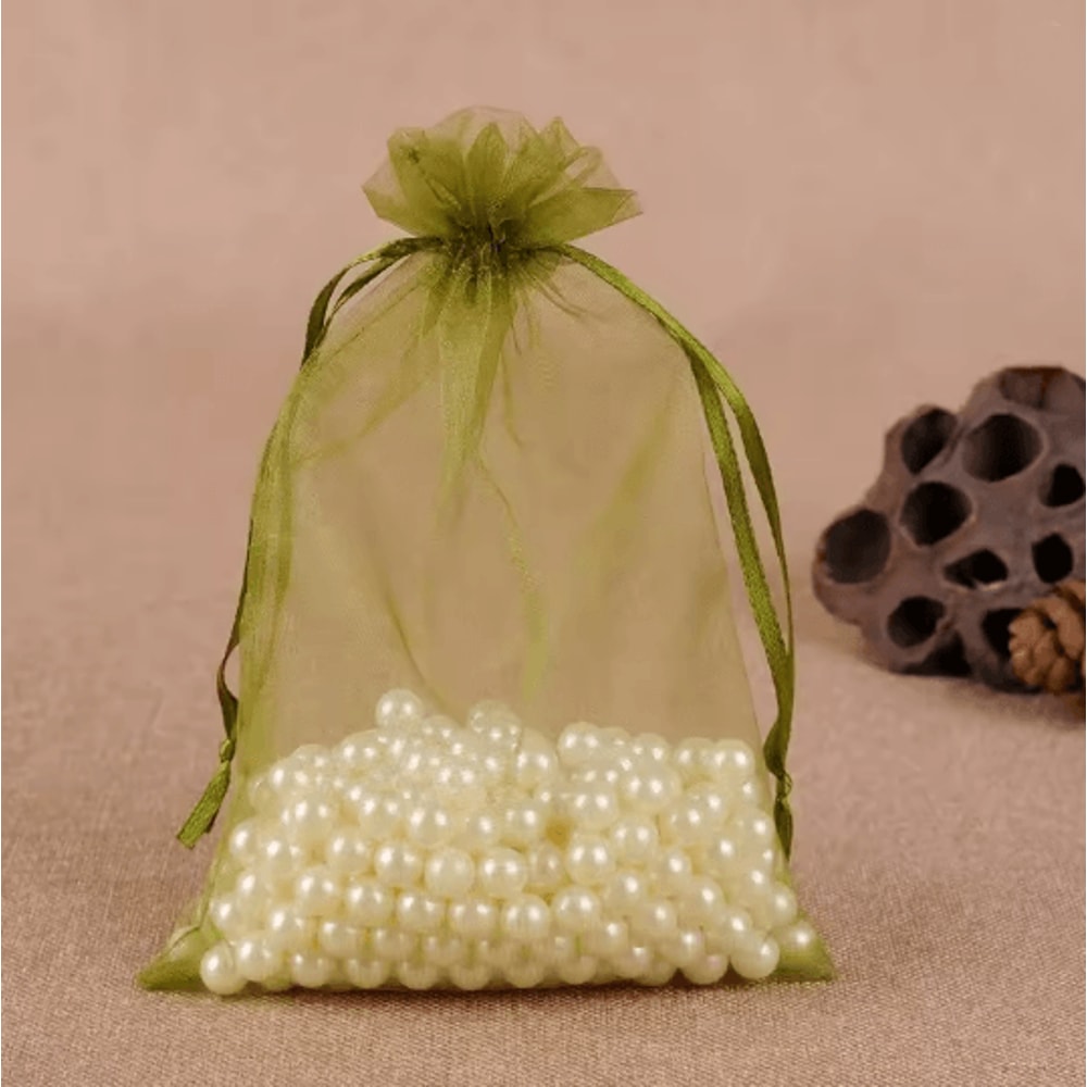 50 Piece Organza Gift Bags Sheer Jewelry And Party Favor Pouches 5