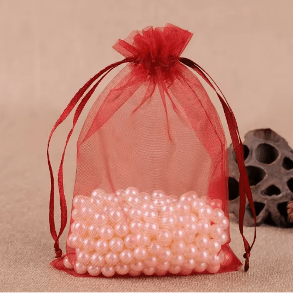 50 Piece Organza Gift Bags Sheer Jewelry And Party Favor Pouches 7