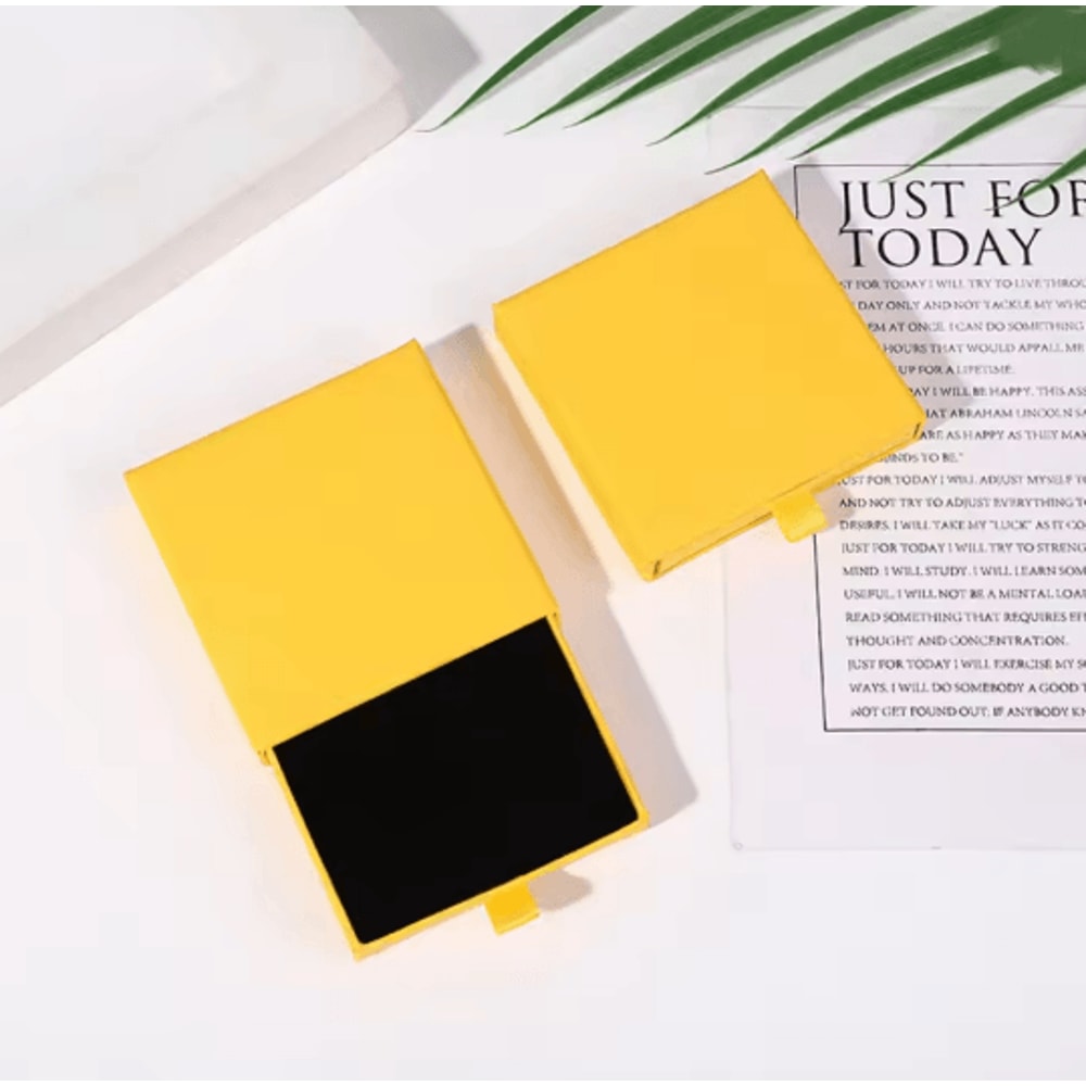 Thick Kraft Paper Drawer Jewelry Box With Sponge Insert 9