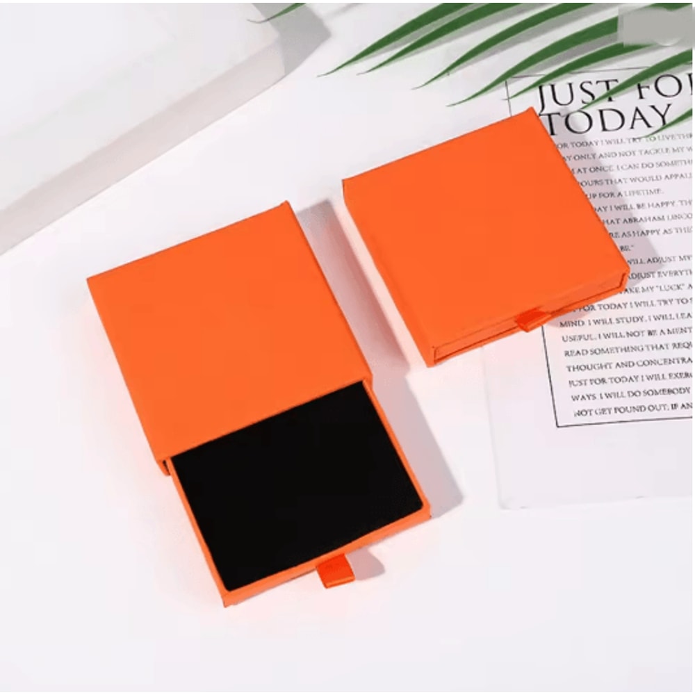 Thick Kraft Paper Drawer Jewelry Box With Sponge Insert 10