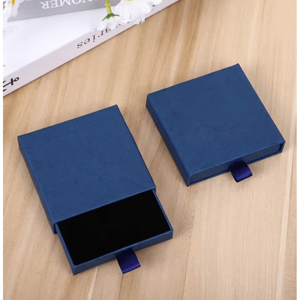 Thick Kraft Paper Drawer Jewelry Box With Sponge Insert 5