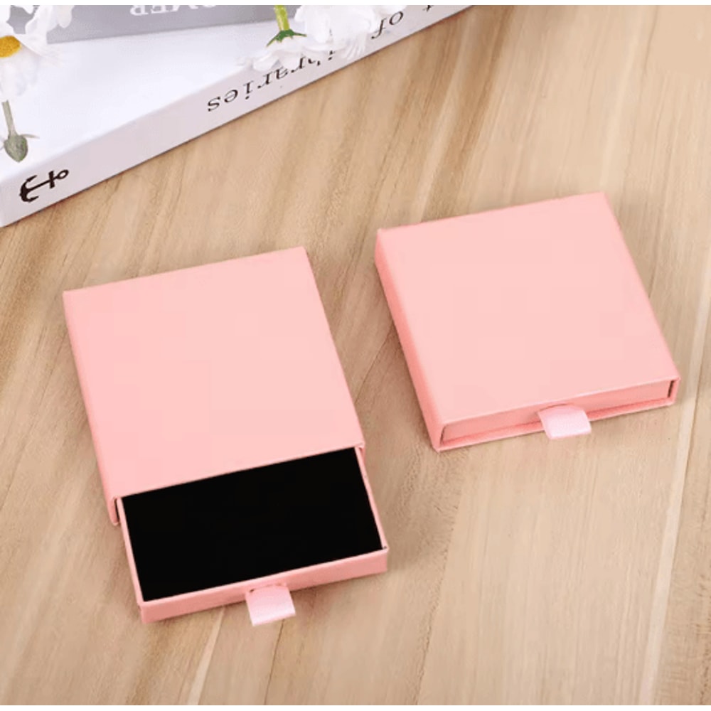 Thick Kraft Paper Drawer Jewelry Box With Sponge Insert 6