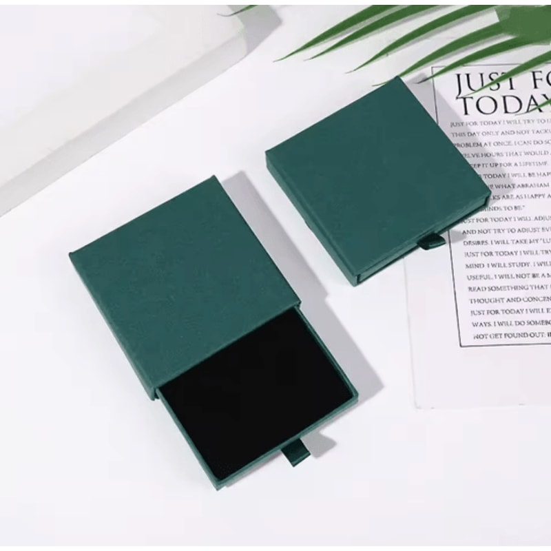 Thick Kraft Paper Drawer Jewelry Box With Sponge Insert 8