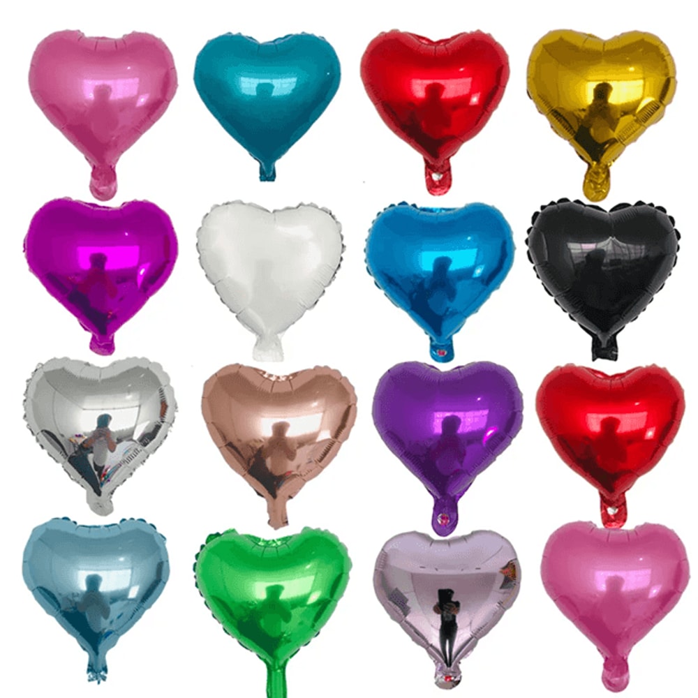 10 Piece 10 Inch Heart Foil Balloons Party Decoration Set 12