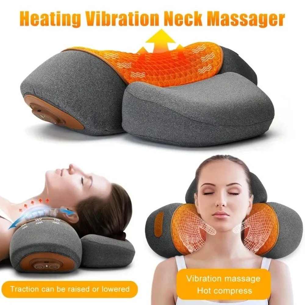 Rechargeable Heated Vibration Neck Massage Pillow For Deep Relaxation 4