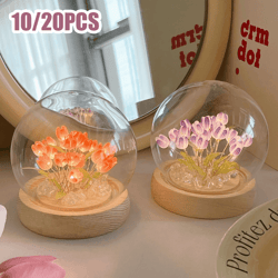 tulip night light diy flower table lamp for cozy bedroom decor