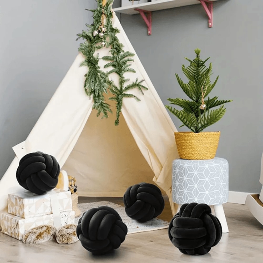 Cozy Knotted Ball Pillow Plush Decorative Cushion For Sofa And Gaming Chair 1